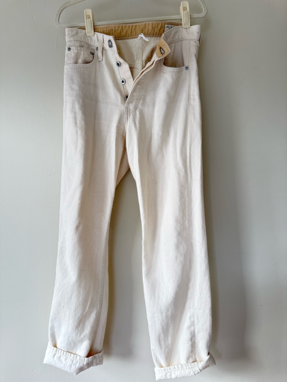 rag & bone Cream Straight Leg Jeans
